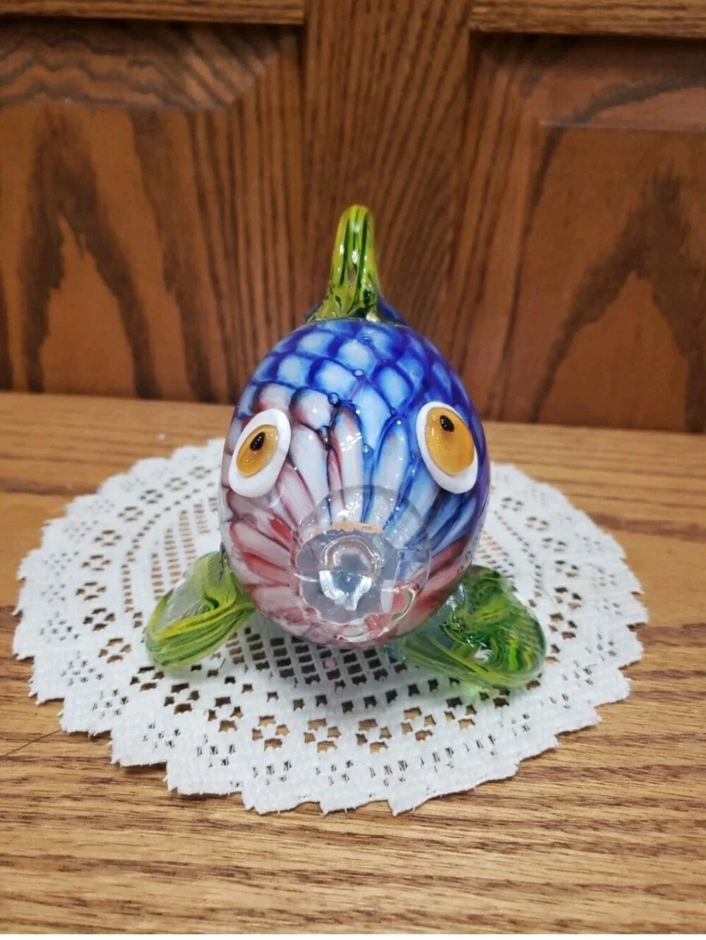 Murano Style Blue Yellow/Green Glass Fish Nautical Beach Coastal Decor